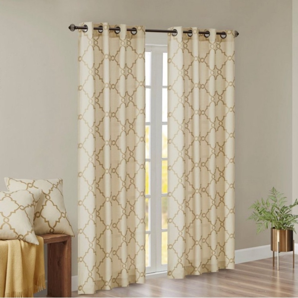 Set of 4 Threshold Grommet Window Curtain Panels. 50”W x 95”L. Fretwork. Target.